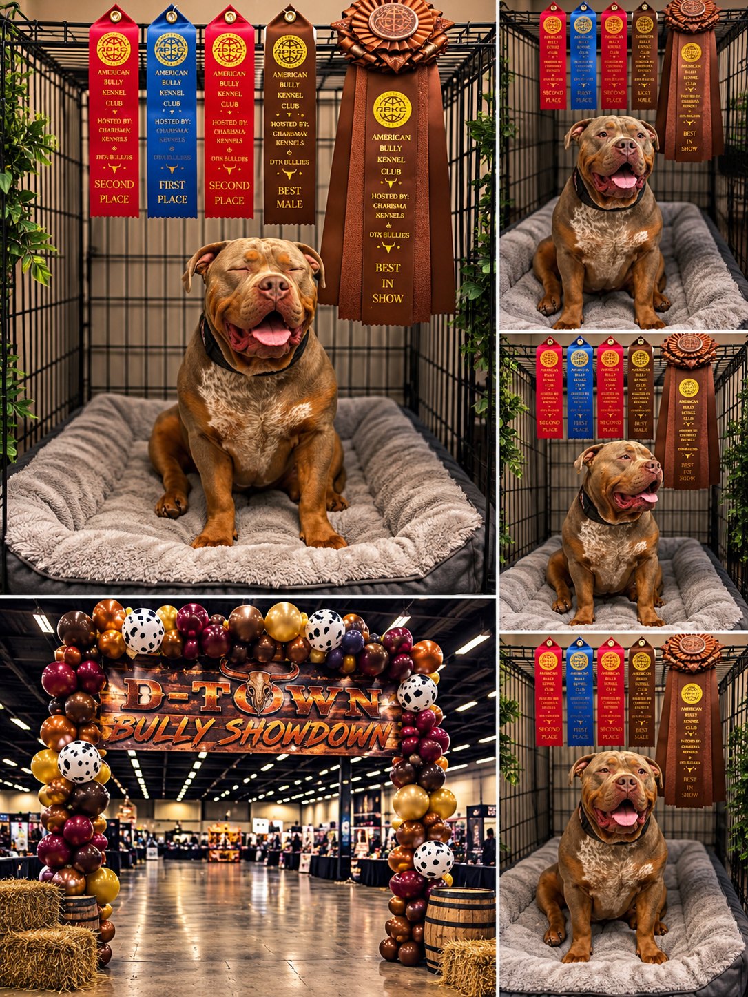 Duke with his show ribbons and photos from the event